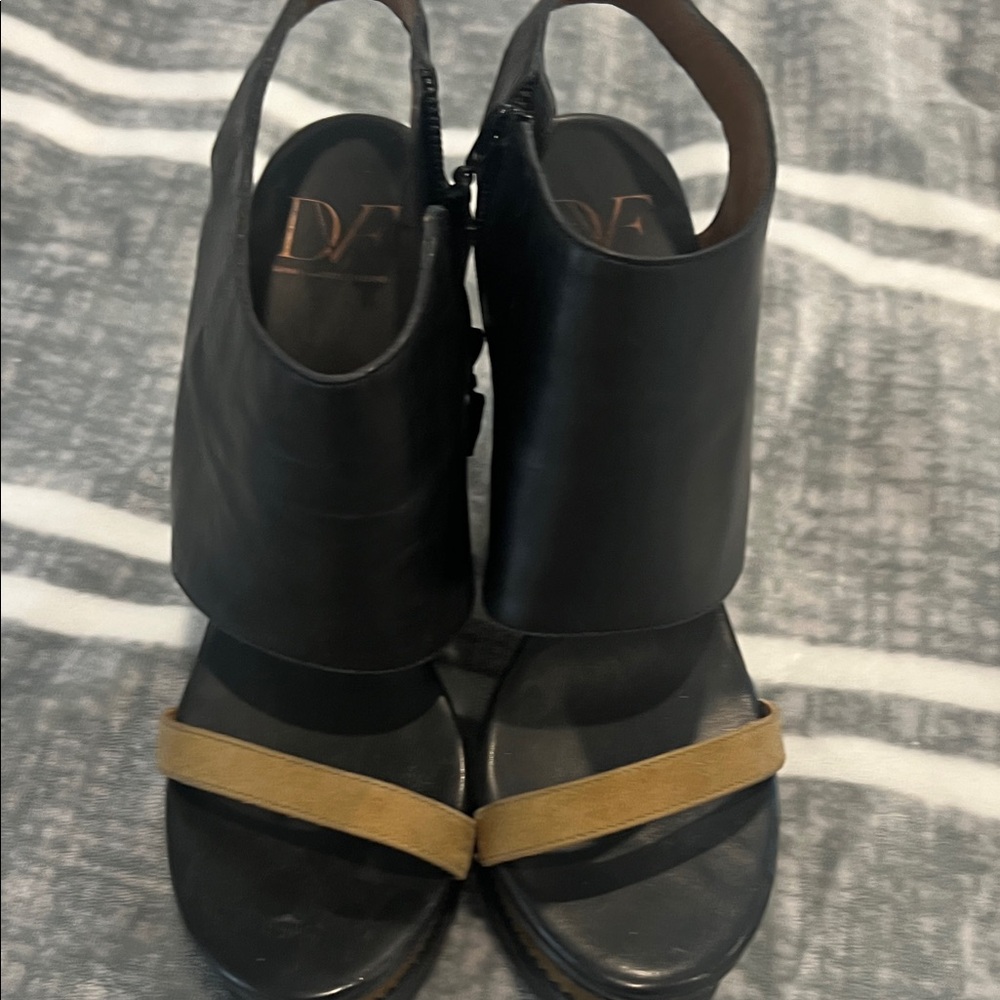 Diane Von Furstenberg Black and Tan Women's Sandals